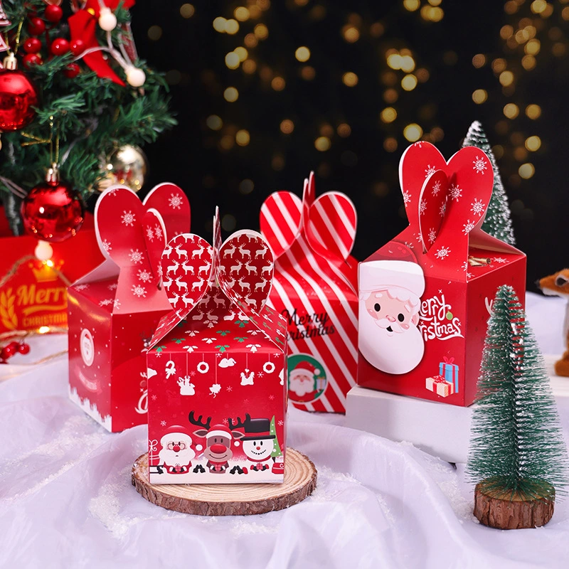 Caixa de embalagem de donuts de doces de papel de Natal e ecologicamente correto com logotipos