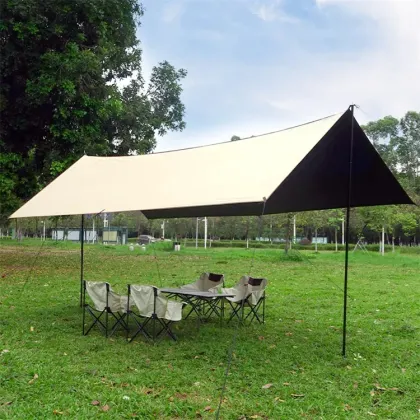Hexagonal Black Rubber Sunscreen Rainproof Sunshade Canopy Tent for Outdoor Camping