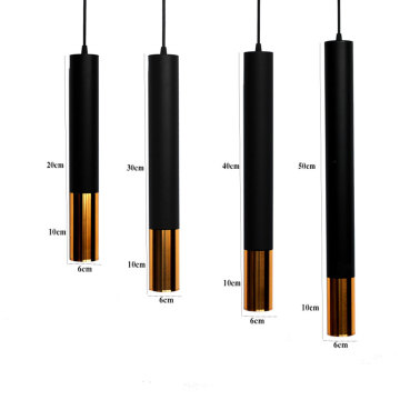 Lampadario a LED cilindrico lungo alla reception del ristorante