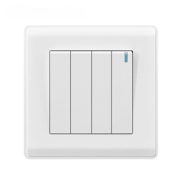 UK Standard 4 Gang Switch Flame Retardant PC Panel Plug Socket 10A 250V