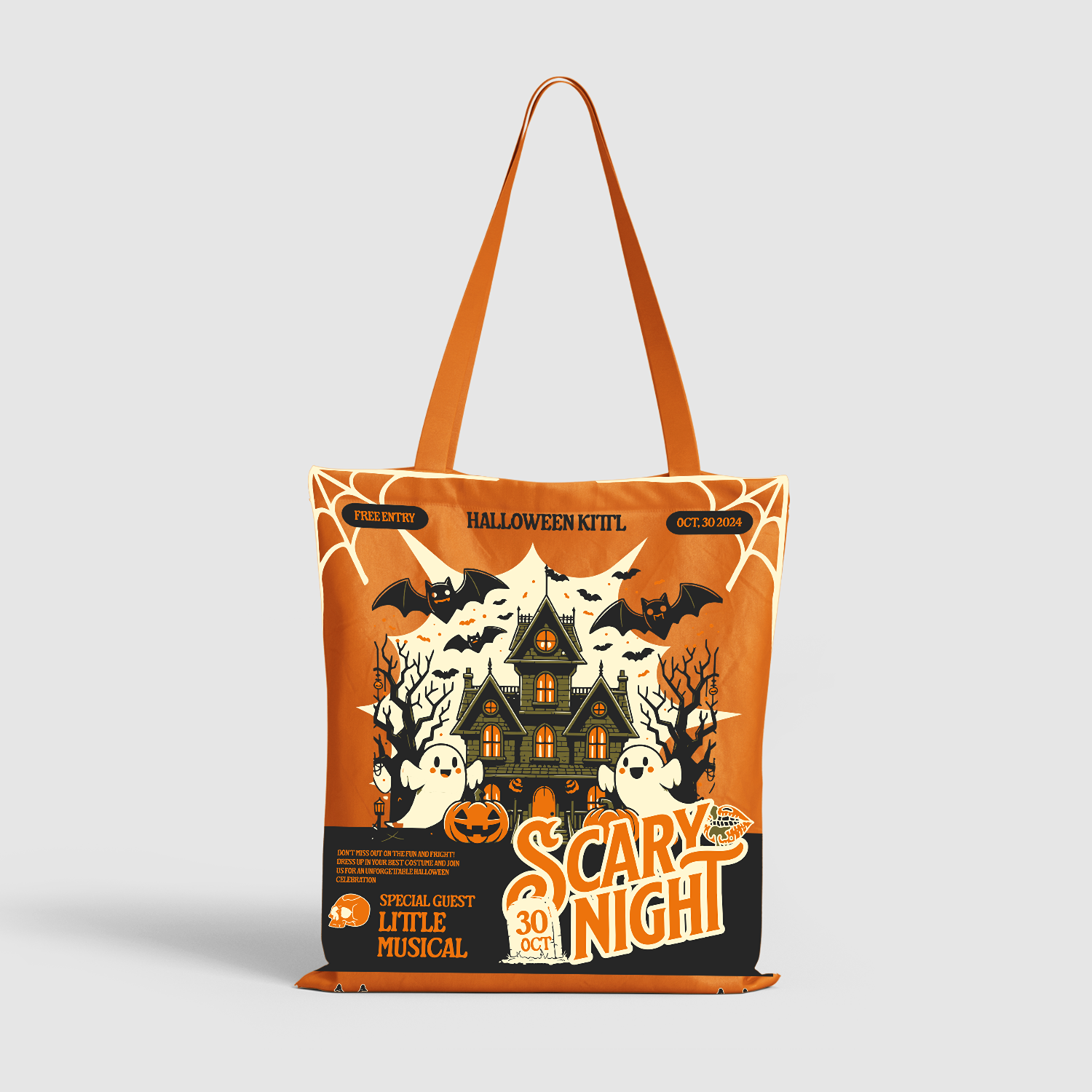 Scary Night Halloween Spectral Celebration Canvas Tote