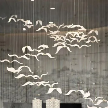 Modern Glass Wild Goose Bird Pendant Light for High Ceilings