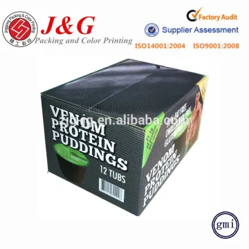 Custom made 12 tubs protein puddings corrugated carton box packaging