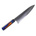 Couteau Santoku de chef japonais en acier damas