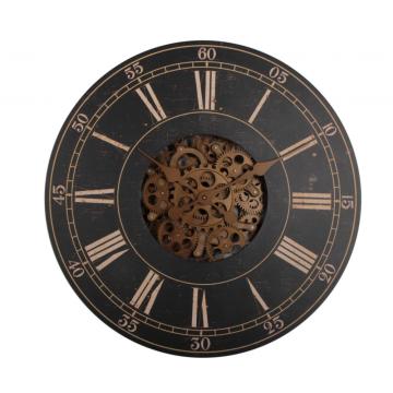 Reloj de pared de engranaje rústico de madera de 18 pulgadas