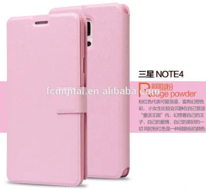 Cheapest Colorful Silk Wallet Flip case for Mobile phone Samsung Note4