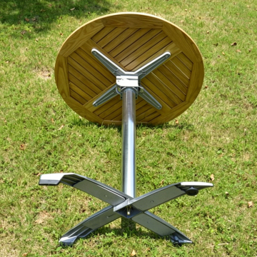 Oval Ash Wood Folding Table Die Cast Aluminum Frame D600X740mm Stackable Outdoor Commercial Furniture