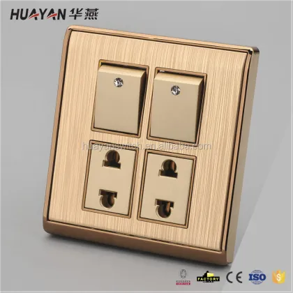 Best selling 2 switch+2 ways HYS golden socket