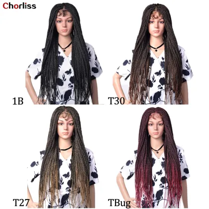 Novelties Cornrow Long Knotless Braid Perruque Tress  Lace Frontal Wigs With Baby Hair Handmade Braided Wigs For Black Women