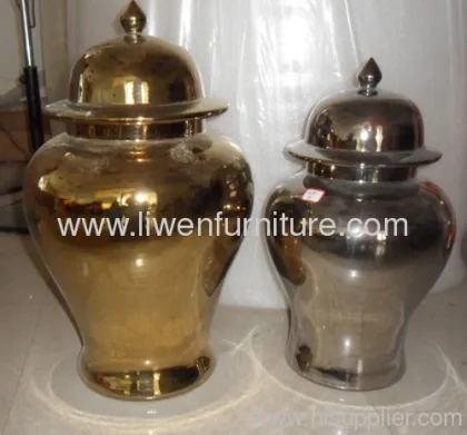 Antique Ceramic Temple Jar 