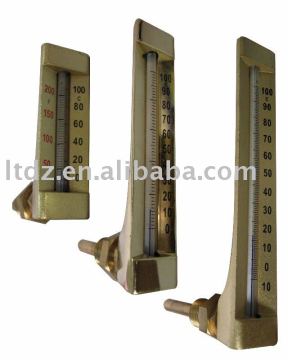 V shaped industrial glass thermometer