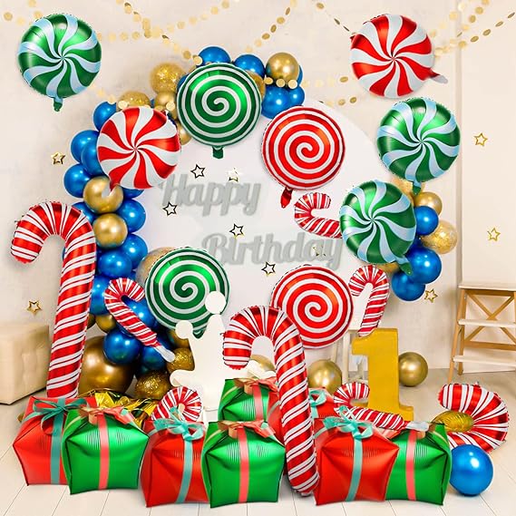 30Pcs Christmas Foil Balloons Set Decorations