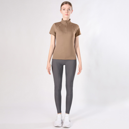 Custom Khaki Brown Horse Riding Clothing Women Tops