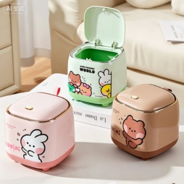 Compact Press-Open Trash Bin for Home and Office Use