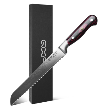 8-Inch Damascus Steel Bread Knife with Pakkawood Handle