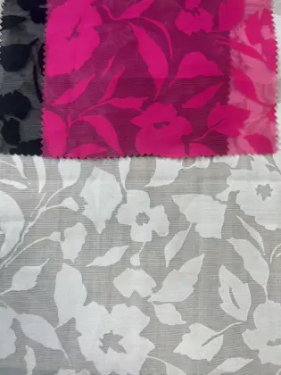 Polyester/Viscose Burnout Crinkle Fabric