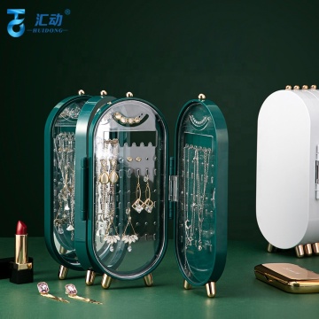 European Luxury Jewelry Organizer: Desktop Dust-Proof Folding Necklace & Earring Storage Box
