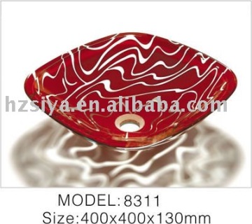 red marble glass basin