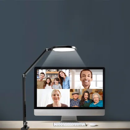 Swing Arm Desk Lamp with Clamp for Video Conferencing and Zoom