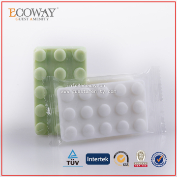 disposable square massage spa soap in plastic bag green/white bath soap