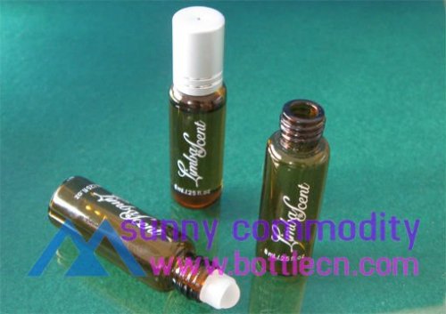 sc050503 semi automatic amber glass roll on bottle with silver Al Cap