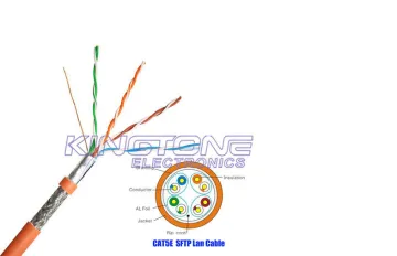 24awg Solid Bare Copper Cat5e Network Cable Sftp , Aluminum Braiding Shield Cable