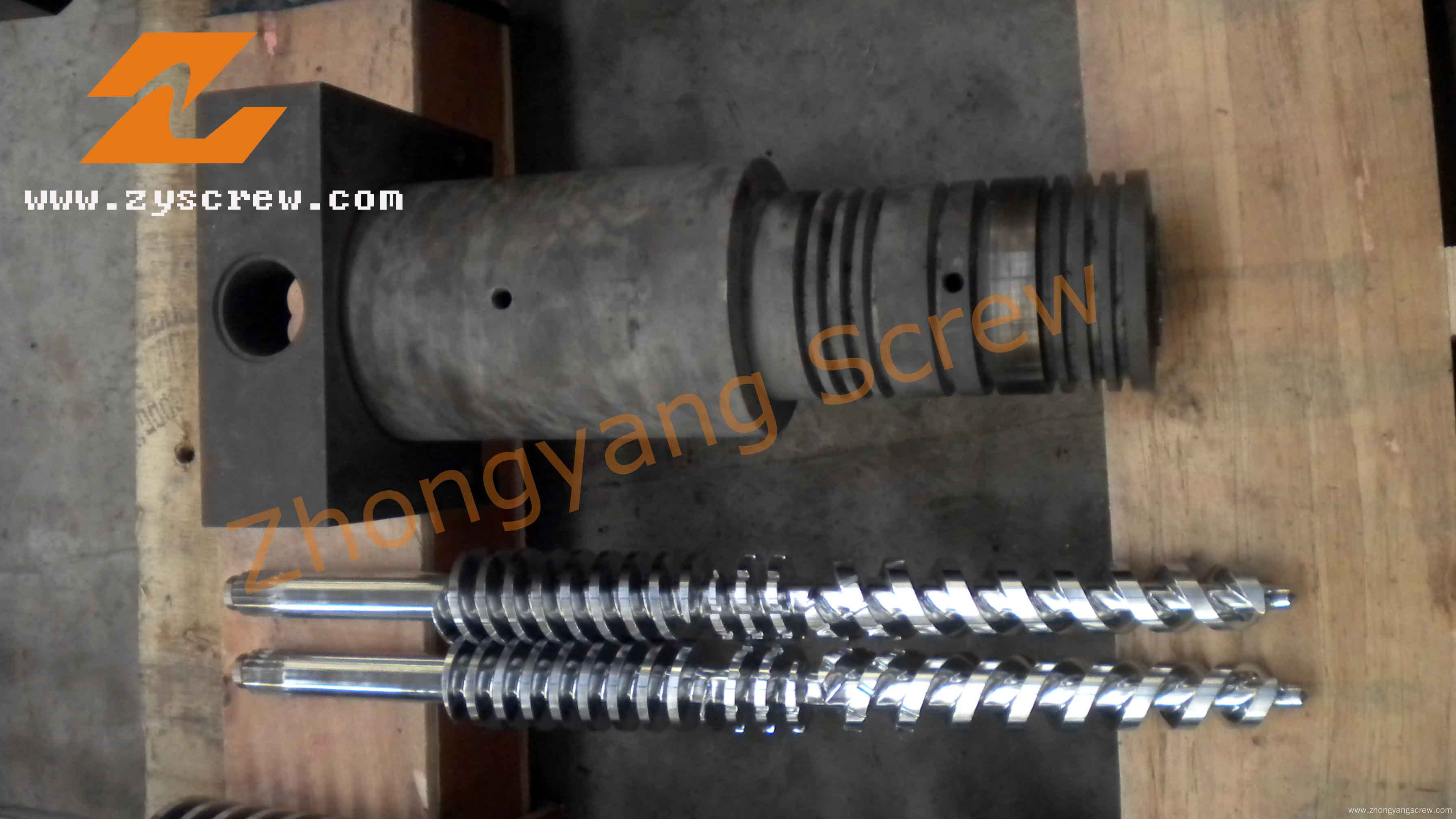 Twin Conical Screw Barrel Double Screw Barrel PVC/PP/PE Sheet, Profile, Pipe Pellets