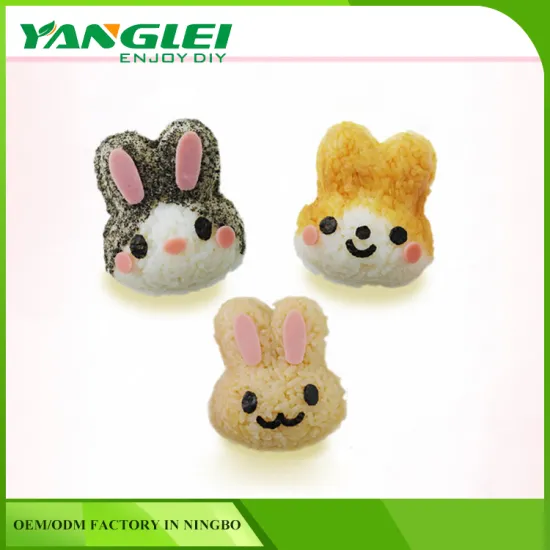 Chinese Supplier Plastic Cute Rabbit Bento Rice Mold and Vegetable Cutter Set for Curry
