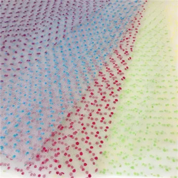 Colorful Polka DOT Flock Tulle Mesh Fabric
