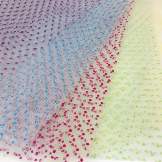 Colorful Polka DOT Flock Tulle Mesh Fabric