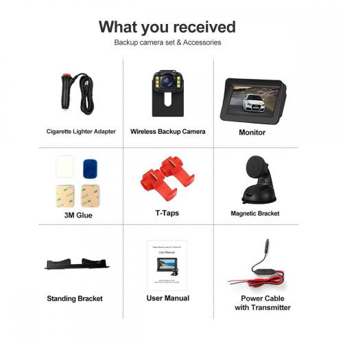 Wireless Car Camera with 4.3inch Car Monitor