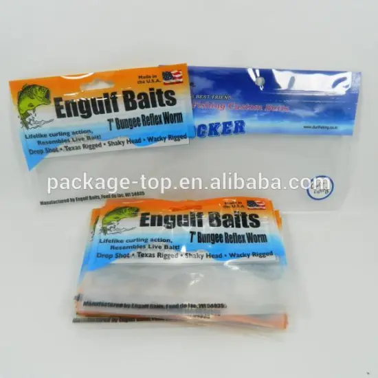 Clear window plastic bait bags for fishing/Fishing lure with hooks pack