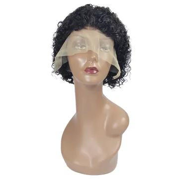 Wholesale Pure vietnam curly hair wig, short bob lace frontal pixie curls wigs and hair extensions