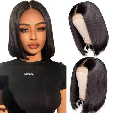 Wholesale Glueless Peruvian Bob Wigs Lace Front  Cut Short  Lace front Bob Wigs straight Lace Frontal Virgin Human Hair Wig