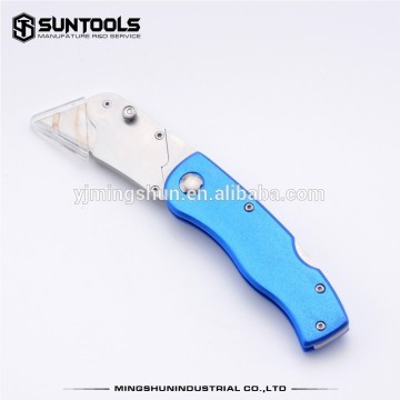 Stainless steel folding blade cutter utility knife in aluminum handle