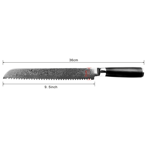 Cuchillo de pan de damasco de 9,5 pulgadas de alto carbono