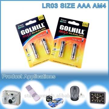 GOLHILL Blister card 1.5v aaa size am4 lr03 alkaline battery