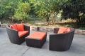 3 sts orange rattan aliminum ram soffa set