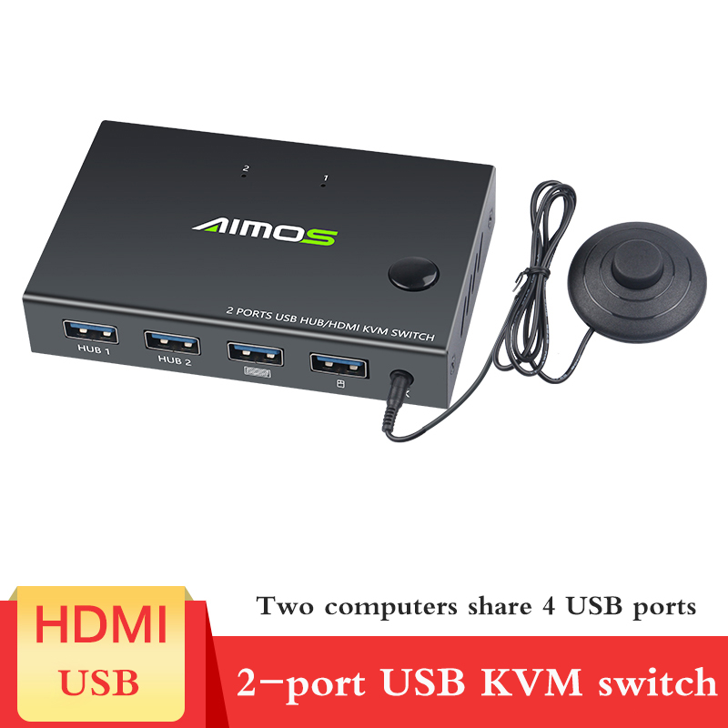 For 2 PC Sharing Keyboard Mouse Printer Plug And Paly 2020 Out 4K USB HDMI KVM Switch Box Video Display USB Switch Splitter