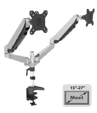 Dual Screen Desktop Mount  for 10"-27" Monitor Aluminium