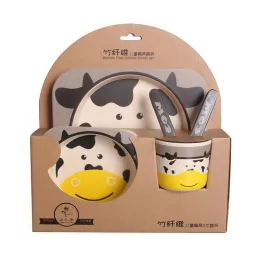 Children's bamboo fiber tableware set