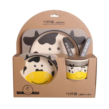 Children's bamboo fiber tableware set
