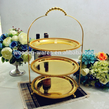Sliver fruit plates round shape fruit tray 3-tier dessert plate tray wedding cake stands
