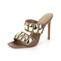 Satin Square-Toe Strappy Stiletto Sandals