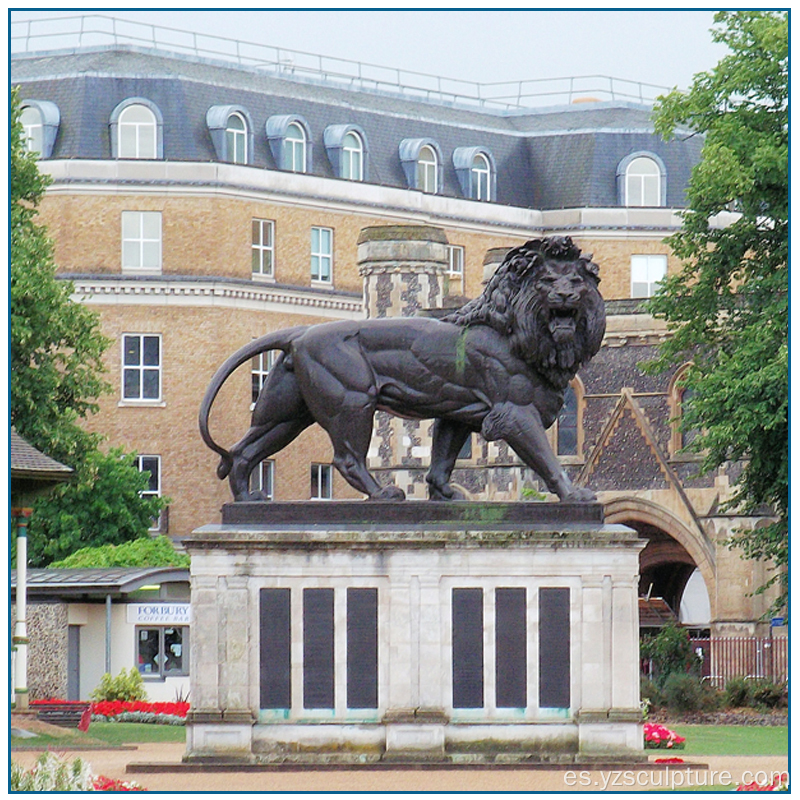 Decoración de jardín al aire libre Metal Bronce Estatua de leones de centinela