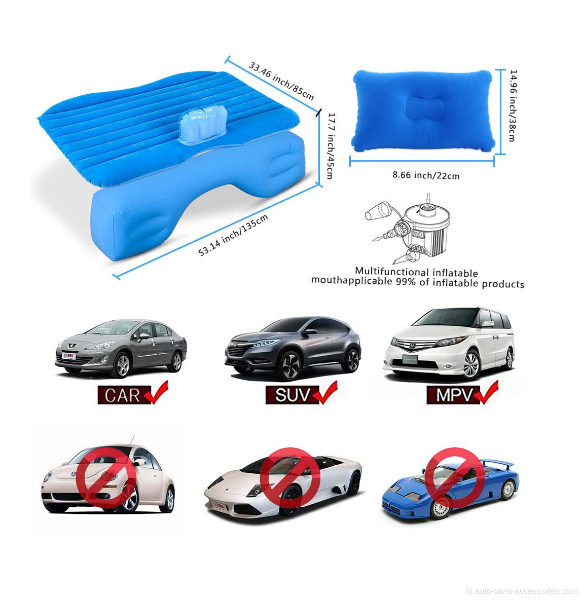 आरामदायक कार बैकसीट inflatable गद्दे कार हवा बिस्तर