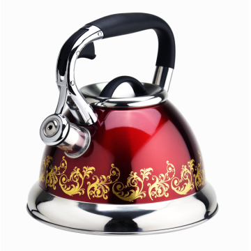 Red and Flower stovetop tea kettle whistling