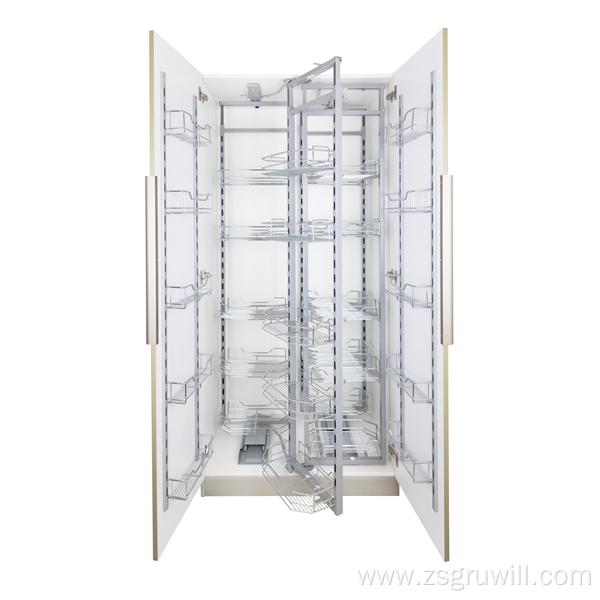 Functional kitchen pantry organizer soft close tandem storage basket unit tall pull out pantry