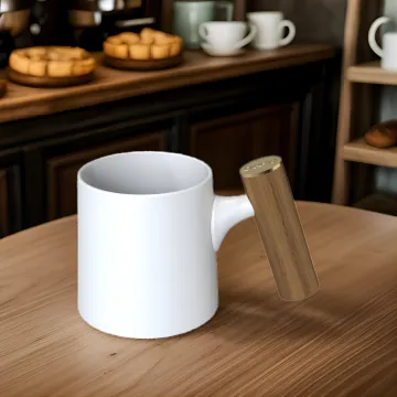 Custom Reusable Eco Mugs: Ceramic Coffee Cups with Bamboo Handles