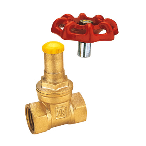 J1012 brass gate valve locking arrangement